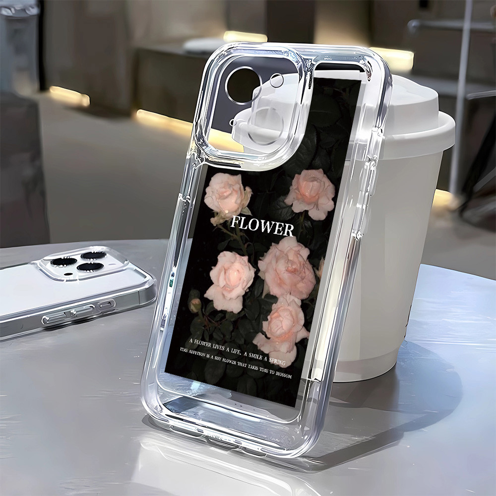 3 in1 Rose อังกฤษโปร่งใสสําหรับ Tecno Spark 10 Pro Go 1 Spark Go 2022 2020 กรณีItel A70 เคสโทรศัพท์ก