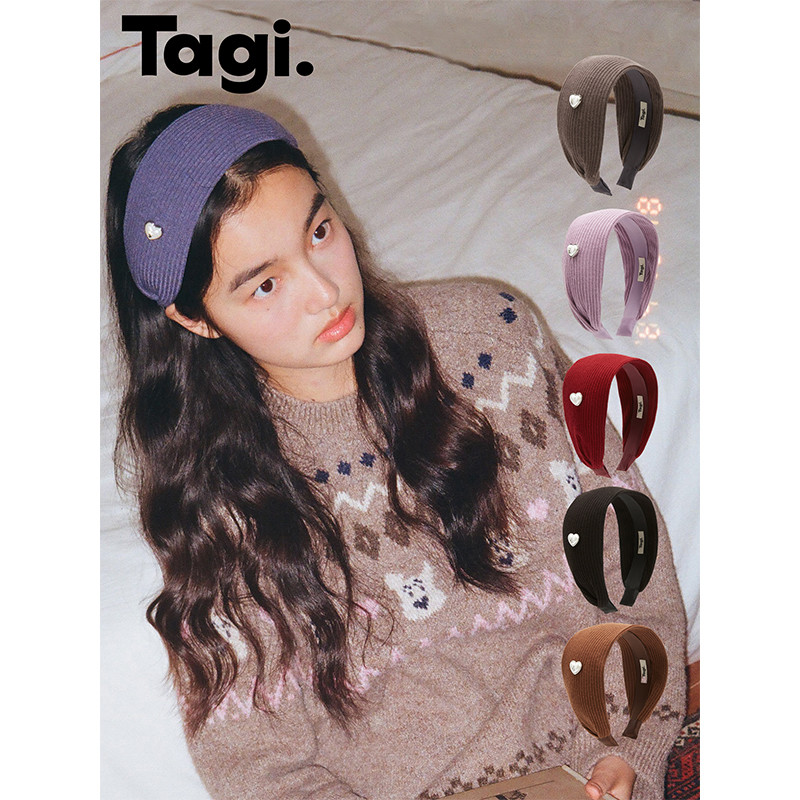 Tagi. Wide-brimmed Knitted Pearl Headband ที่คาดผม