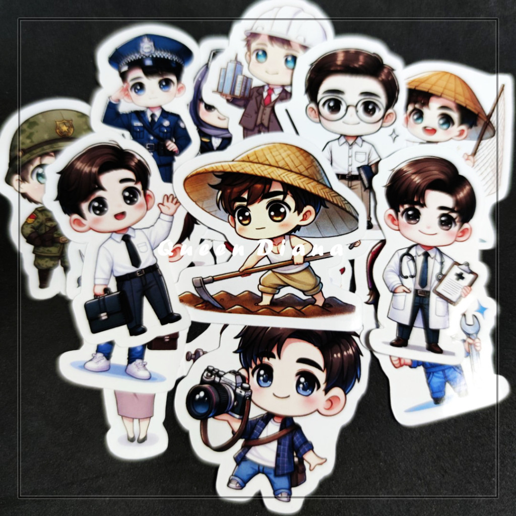 มืออาชีพพิมพ์สติ๊กเกอร์ KINDS OF WORK สติ๊กเกอร์สําหรับการจัดการและเคลือบหลัง 16 ชิ้น สุดน่ารัก