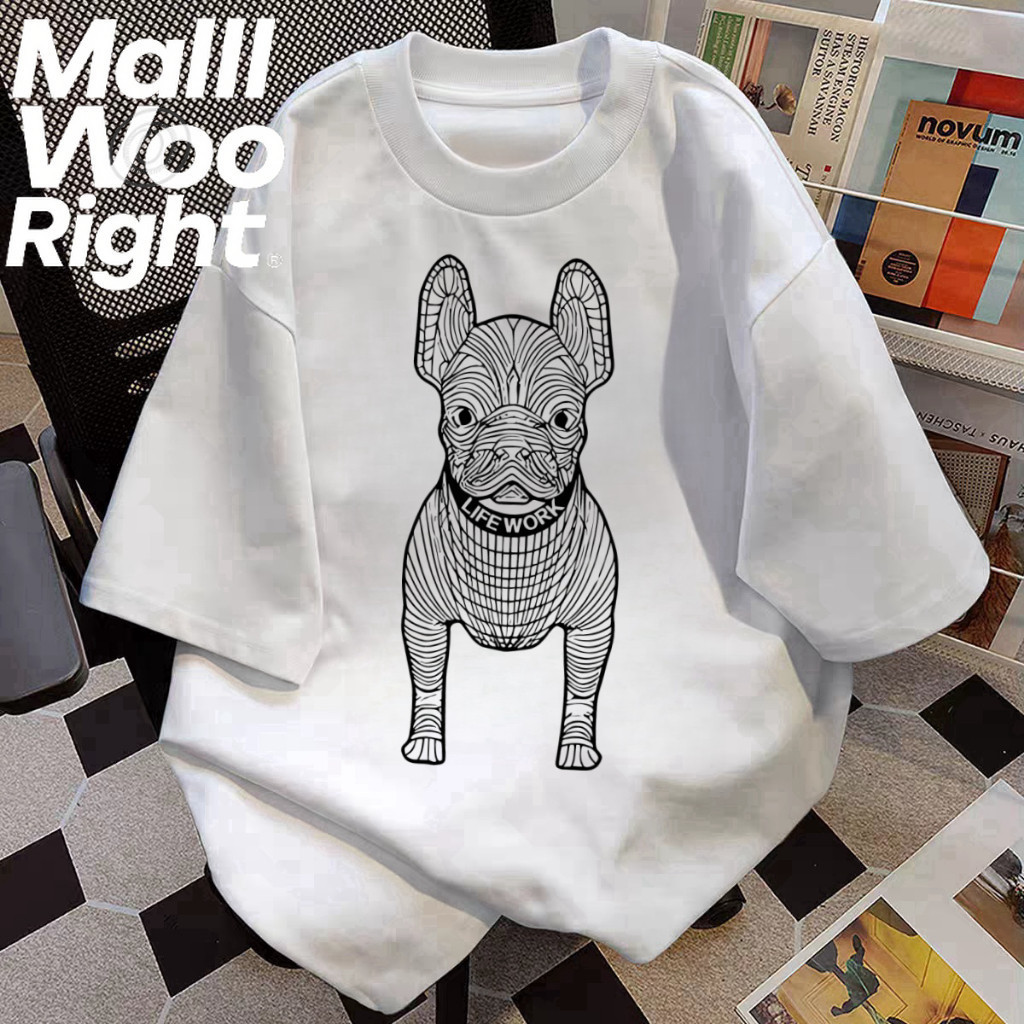 (จัดส่ง 24 ชั่วโมง) วู ขวา เสื้อยืด ขนาดใหญ่เกินไป เสื้อผู้ชาย สุนัข ผ้าคอตตอน นุ่มมาก ใส่สบาย 06
