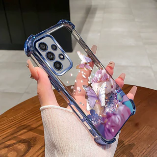 กันกระแทกCase สําหรับ Samsung A32 A52 A52S A53 A73 4G 5G เคสโทรศัพท์ TPU 2025 ออกแบบใหม่ผีเสื้อดอกไม้อุปกรณ์เสริมฝาครอบ SZ28