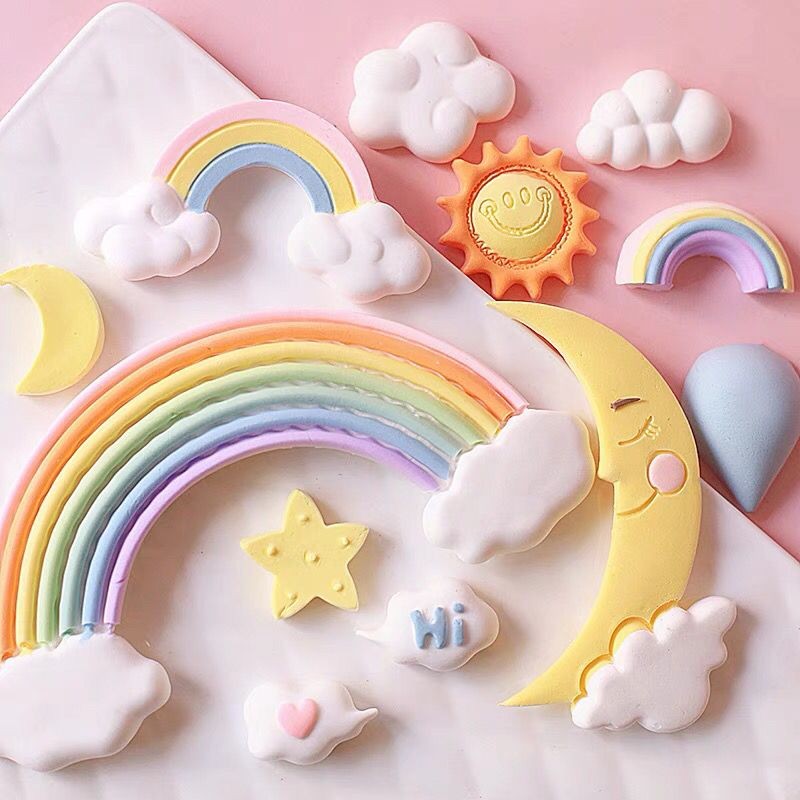 Rainbow Star Cloud Series แม่พิมพ์ซิลิโคนบอลลูนอากาศร้อนช็อกโกแลต F Ondant เค้กเบเกอรี่ตกแต่งเครื่อง