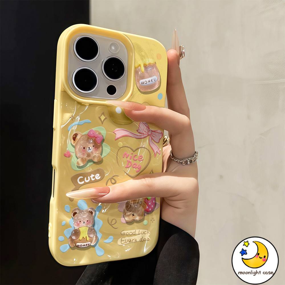 GOOD เคสเหมือนอุกกาบาต หมีตัวน้อย สีน้ำตาล การ์ตูนอนิเมชั่น สําหรับIPhone16 15 14 13 12 11 7 8 plus Pro Promax X XR XS
