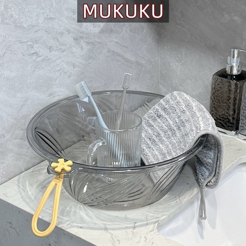 MUKUKU อ่างล้างหน้า กะละมังพลาสติก กะละมัง แบบใส แบบหนา ทนทาน 3 ขนาด สําหรับหอพัก ใช้ในครัวเรือน