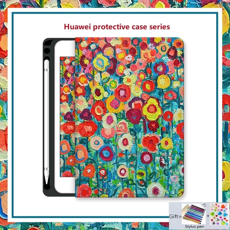 เคส พร้อมช่องใส่ดินสอ สําหรับ Huawei Matepad 11 นิ้ว 2021 2023 Mediapad T5 M5 Lite 10.1 M6 10.8 8.4 Huawei Matepad Air 11.5 SE 10.4 2020 2022 T10s 10.1 T10 9.7 สำหรับ Honor Pad 9 10 12.1 X8A X8 X9 11 2024 2025 12X V9 M5 M6 11.5 S SE 11 IPADกรณีแท็บเล็ต