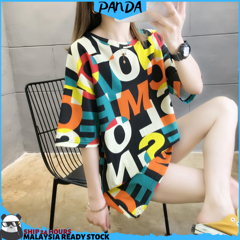 TS41 PANDASHOP เสื้อยืดแขนสั้นผู้หญิง Slack