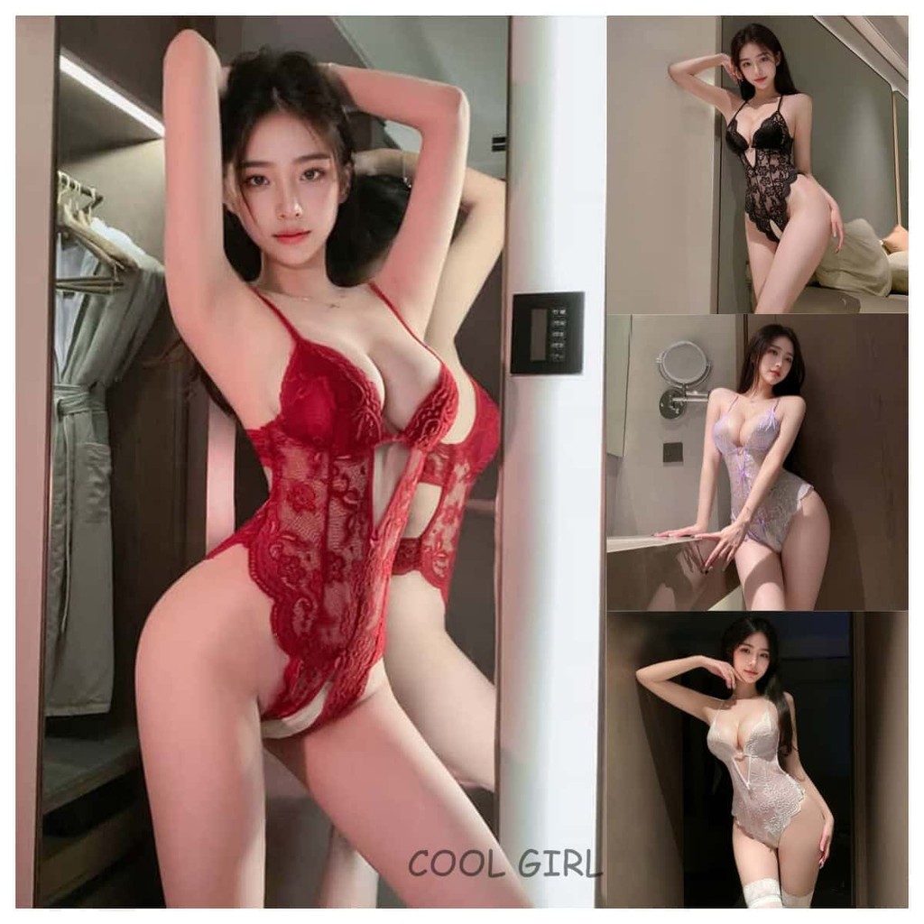 girl🖤ชุดนอนไม่ได้นอน🖤บอดี้สูท ลูกไม้ เซ็กซี่ โบว์หลัง โชว์อก เปิดเป้า คอวีลึก ราคาถูก ส่งไวจากไทย