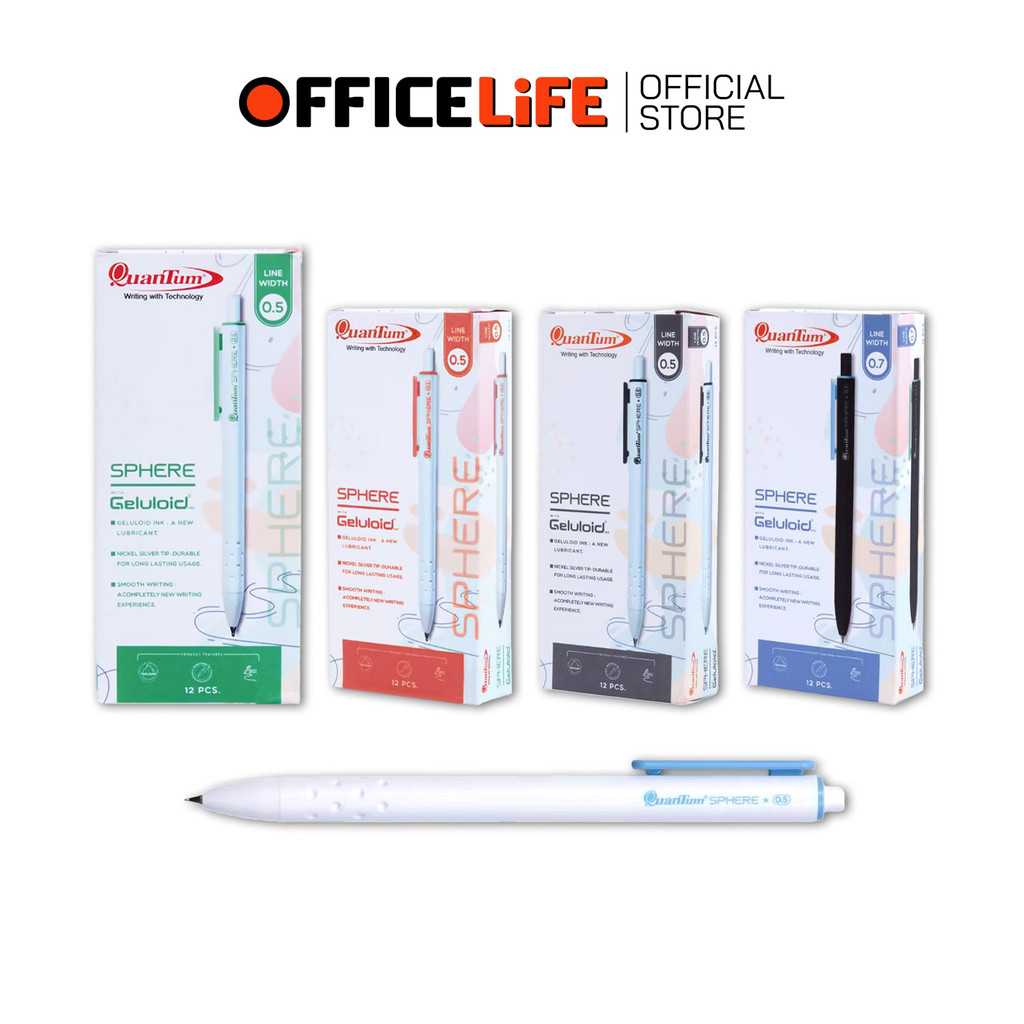 Quantum (ควอนตัม) ปากกาลูกลื่น ปากกา รุ่น SPHERE ขนาด 0.5 / 0.7 มม ( 12 ด้าม / กล่อง )