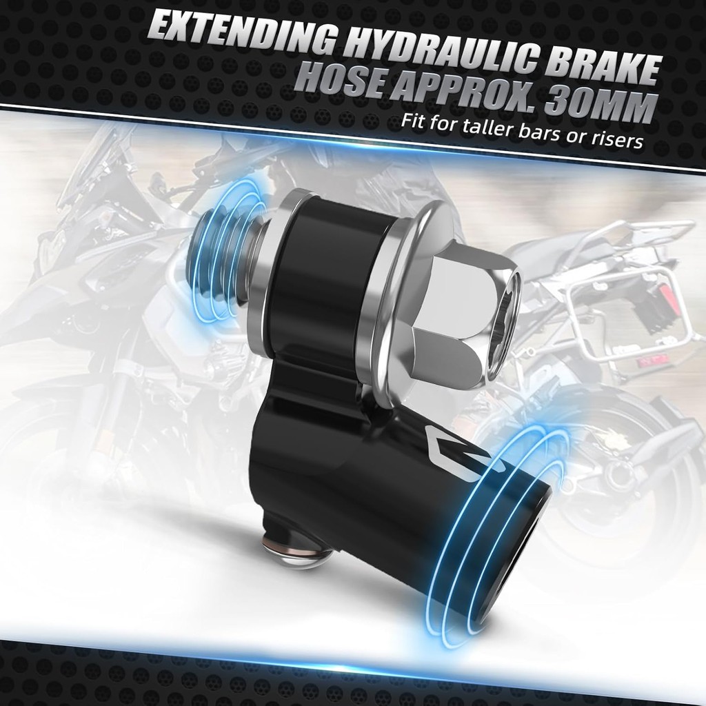 ชุดอะแดปเตอร์ขยายท่อเบรกสีดําเข้ากันได้กับ BMW R1300GS, R1250GS Adventure, R1200GS, R1200RT, F850GS 