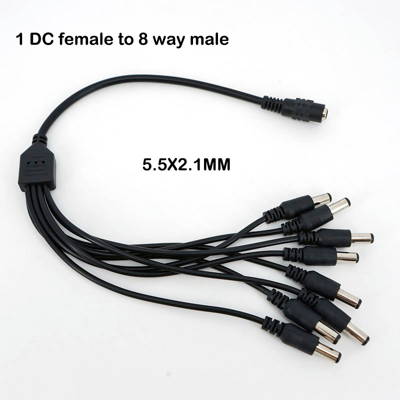 12V DC Power Supply 1 หญิง 8 ชายปลั๊ก Splitter ปลั๊กสายต่อ 5.5*2.1 มม.สําหรับ Led strip light VND1