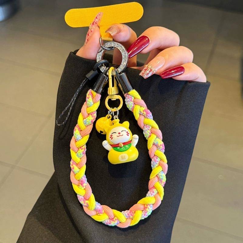 Mobile Phone Lanyard Portable Wrist Strap Woven Three-Strand Personalized Keychain Handbag Pendant M