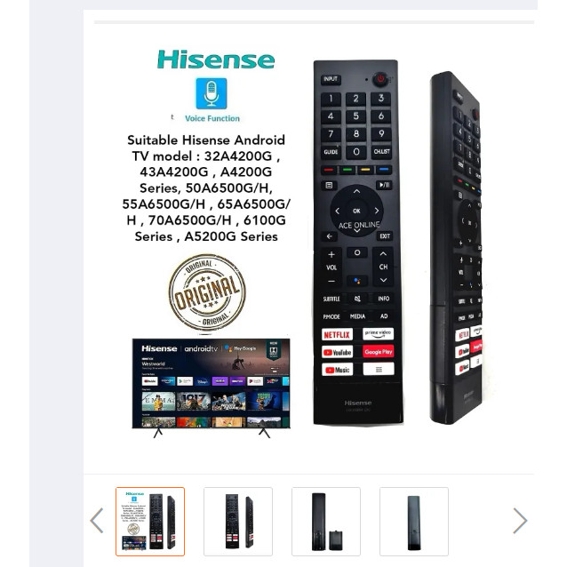ERF3K80H Hisense ของแท้ (2K) ERF3F80H เสียงระยะไกล ERF3A80 เสียงรีโมทคอนโทรล LED Android สมาร์ท LCD 