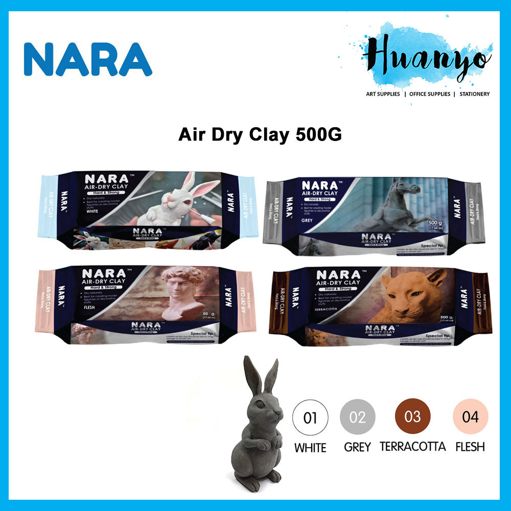 NARA Air Dry Clay สําหรับการสร้างแบบจําลอง ประติมากรรม 500G [สีขาว / หินสีเทา/ น้ําตาลดินเผา/เนื้อผิ