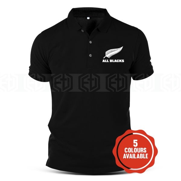 Polo T Shirt Design Rugby All Black Logo Sulam เย็บปักถักร้อย Jahit Baju Cotton Popular Activewear ก