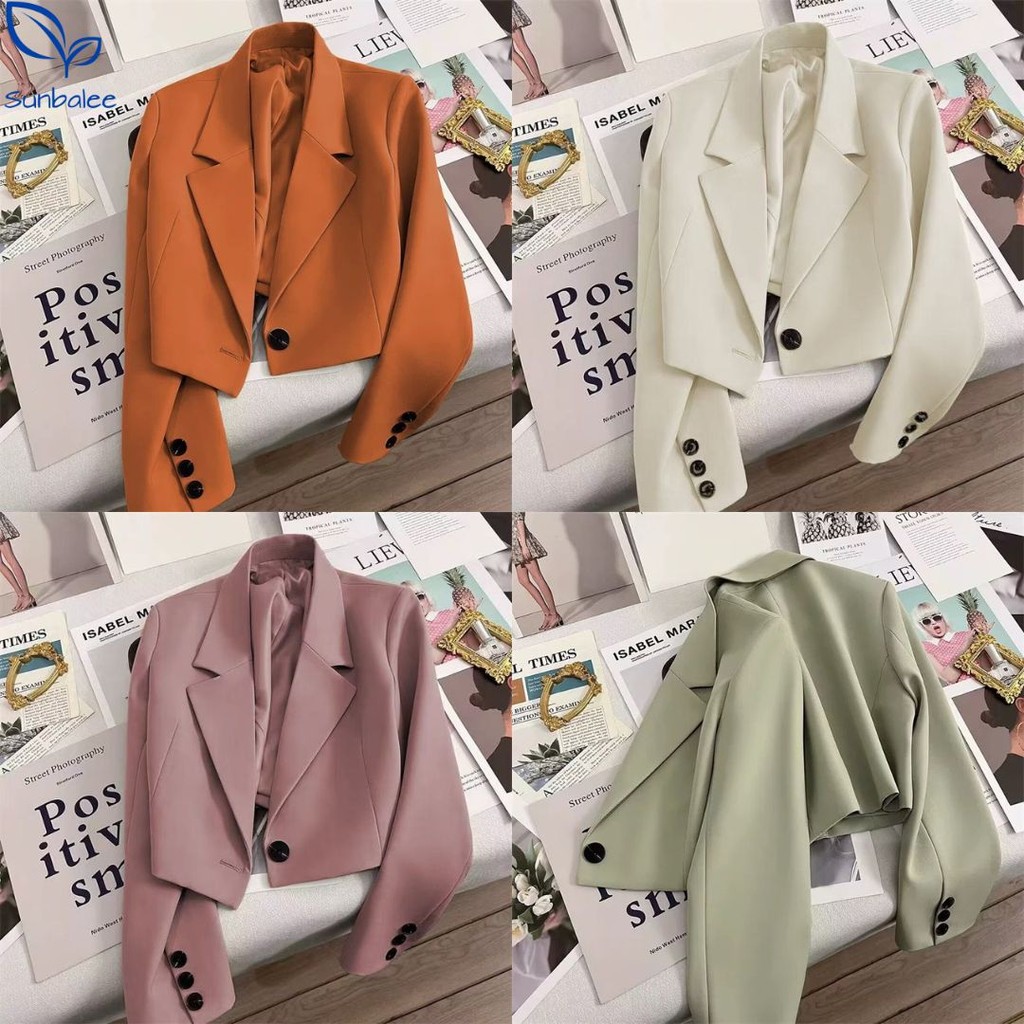 SUNBALEE 🧡 SUIT-31 เสื้อสูทครอป เฉพาะเสื้อ Blazer ครอปครึ่งตัว มีซับใน สูทแขนยาว S-3XL สาวพลัสไซส์ใส่ได้ สินค้าพร้อมส่ง