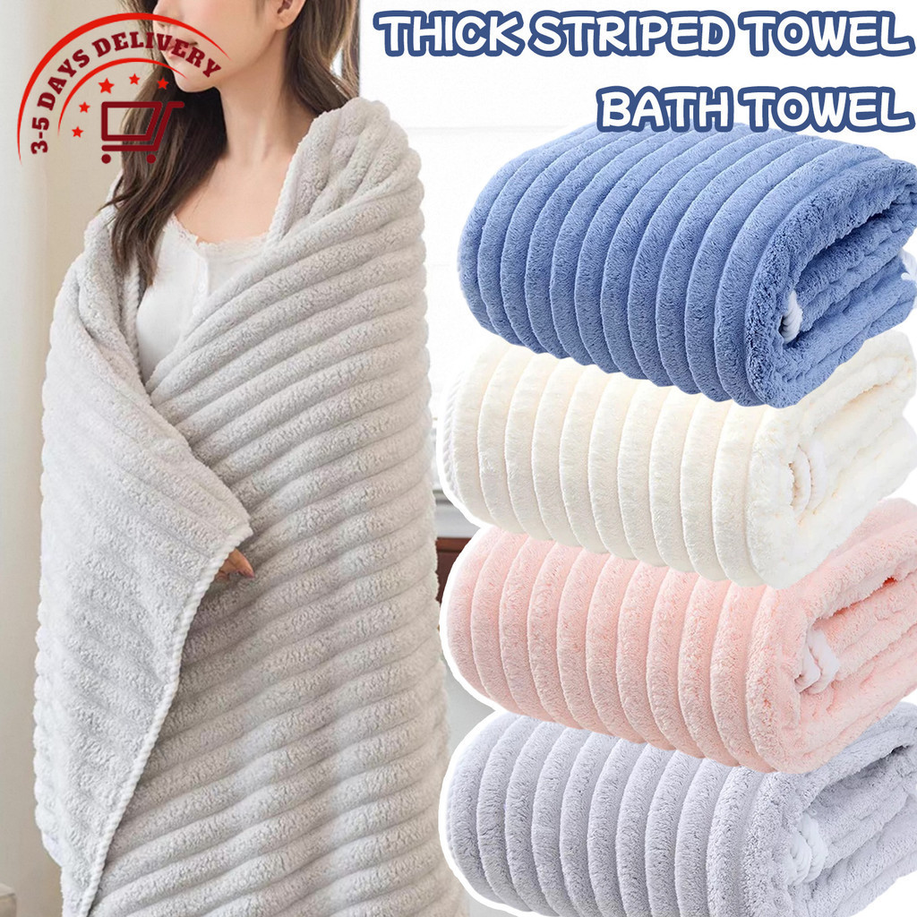 [จัดส่ง 3-5 วัน]ผ้าขนหนูอาบน้ําขนแกะปะการัง 1/2 ชิ้นนุ่มพิเศษดูดซับสูงแห้งเร็วผ้าขนหนูอาบน้ํา/ผ้าขนหนูเช็ดหน้า 2 ขนาดตัวเลือก 4 สี (สีฟ้า/เทา/ชมพู/ขาว)