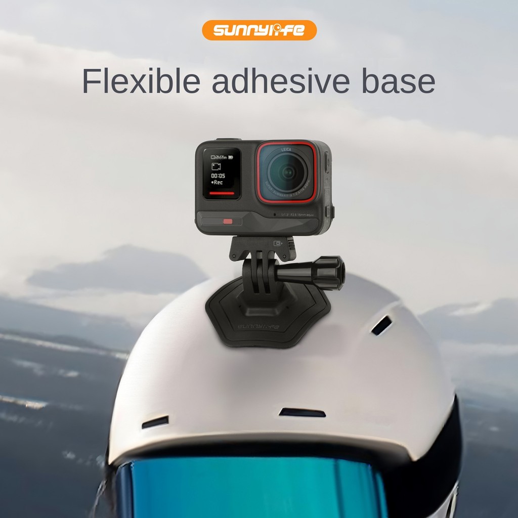 Sunnylife OSMO 360/ACTION5Pro/Insta360 X5 ฐานกาวยืดหยุ่น Ace2 ที่วางหมวกกันน็อคโค้ง