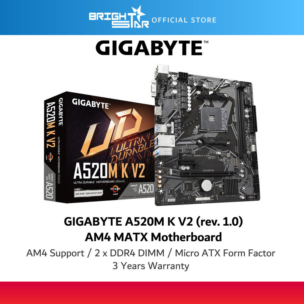 เมนบอร์ด GIGABYTE A520M K V2 AM4 MATX