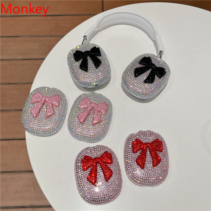 หรูหราคริสตัลเพชร Bowknot หูฟังหูฟังสําหรับ Apple Airpods Max หูฟังฝาครอบหูฟังอุปกรณ์เสริม