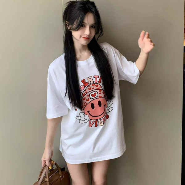 aimer เสื้อยืด เสื้อยืด baby tee เสื้อยืดแขนสั้นผู้หญิง Dopamine แบบผ้าฝ้ายแท้ สวมใส่สบายในฤดูร้อน