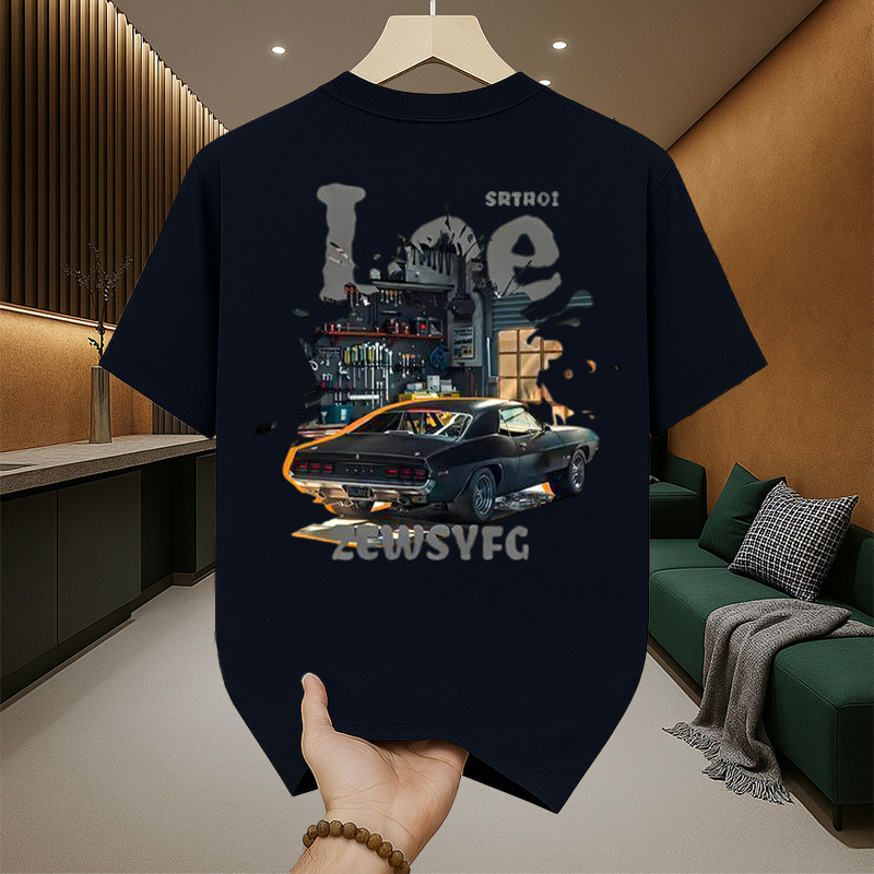 เสื้อยืดคอกลม-แขนสั้น Oversize t-shirt พิมพ์ลายหน้า-หลังเท่ๆ สไตล์อเมริกัน เสื้อสตรีทแฟชั่นเท่ๆ เสื้อยืดผู้ชาย สีขาว-ดำ