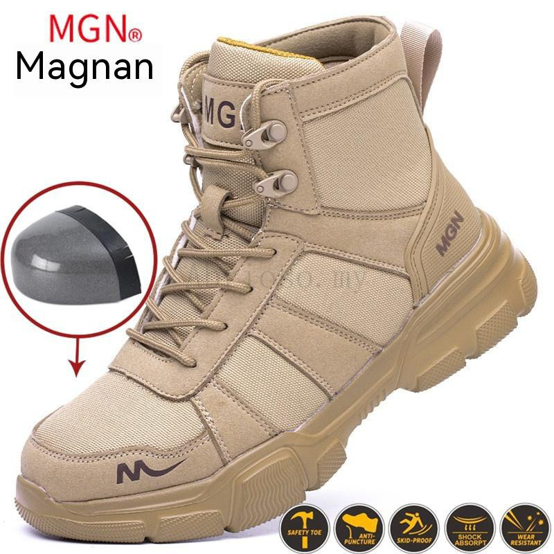 ขนาด 36-48 High-Top Mens Safety Shoes รองเท้าทํางานคู่ Steel Toe Mens Casual Boots Anti-เจาะกระแทกรอ
