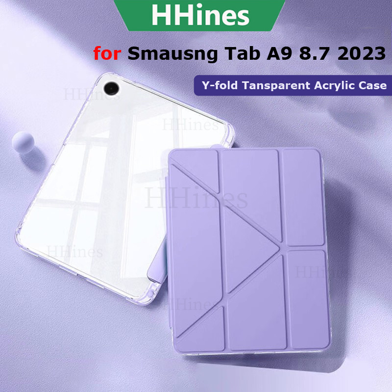SAMSUNG สําหรับSamsung Galaxy Tab A9 8.7 นิ้ว 2023 X110 Tab A9 Plus A9 + 11 นิ้วX210 A8 X200 S6 Lite P610 แท็บเล็ตอะคริลิคใสY-พับกันกระแทกพร้อมPenilผู้ถือ