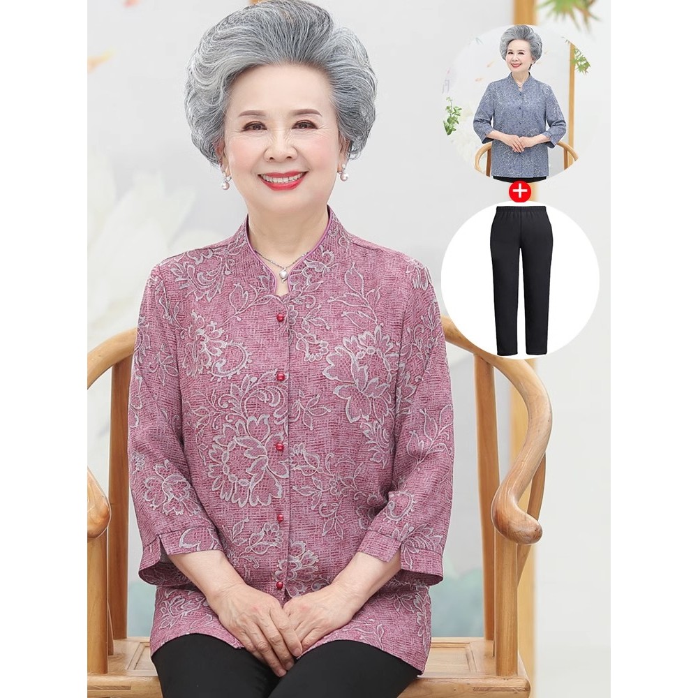 เสื้อแขนยาวสำหรับผู้สูงวัย เหมาะสำหรับฤดูใบไม้ผลิและฤดูใบไม้ร่วง