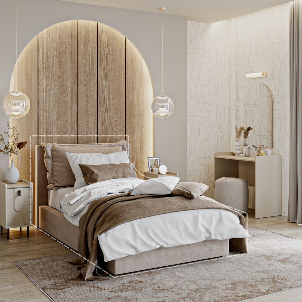 SB Design Square SNOOZE/เตียงBF3.5/ผ้าครีมอ่อน สีครีม (120x211x97.5 ซม.) แบรนด์ SB FURNITURE