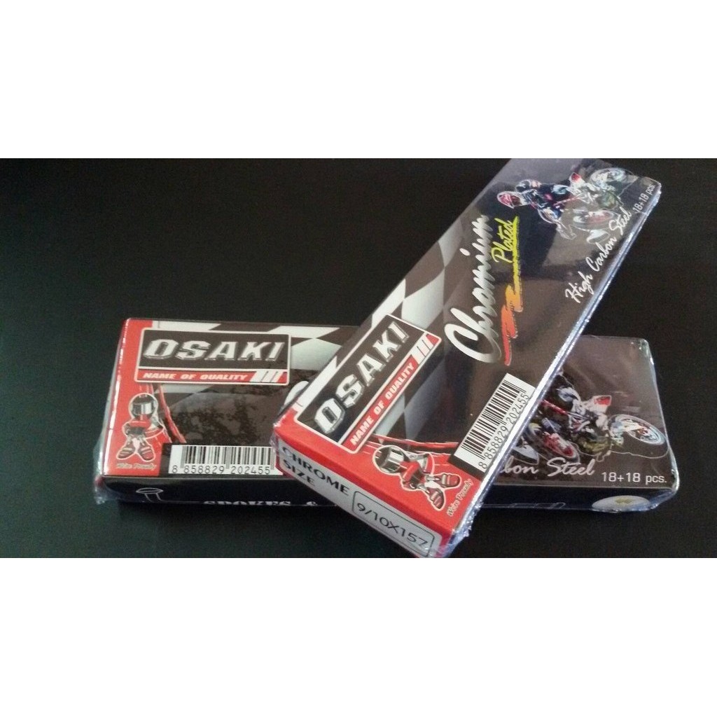 ซี่ลวดชุบโครเมี่ยมหน้า-หลัง ยี่ห้อ OSAKI ใส่ Wave,Nova,Sonic,MSX ขอบ17 เบอร์ 9x184,9x157 (ราคายกคู่ห