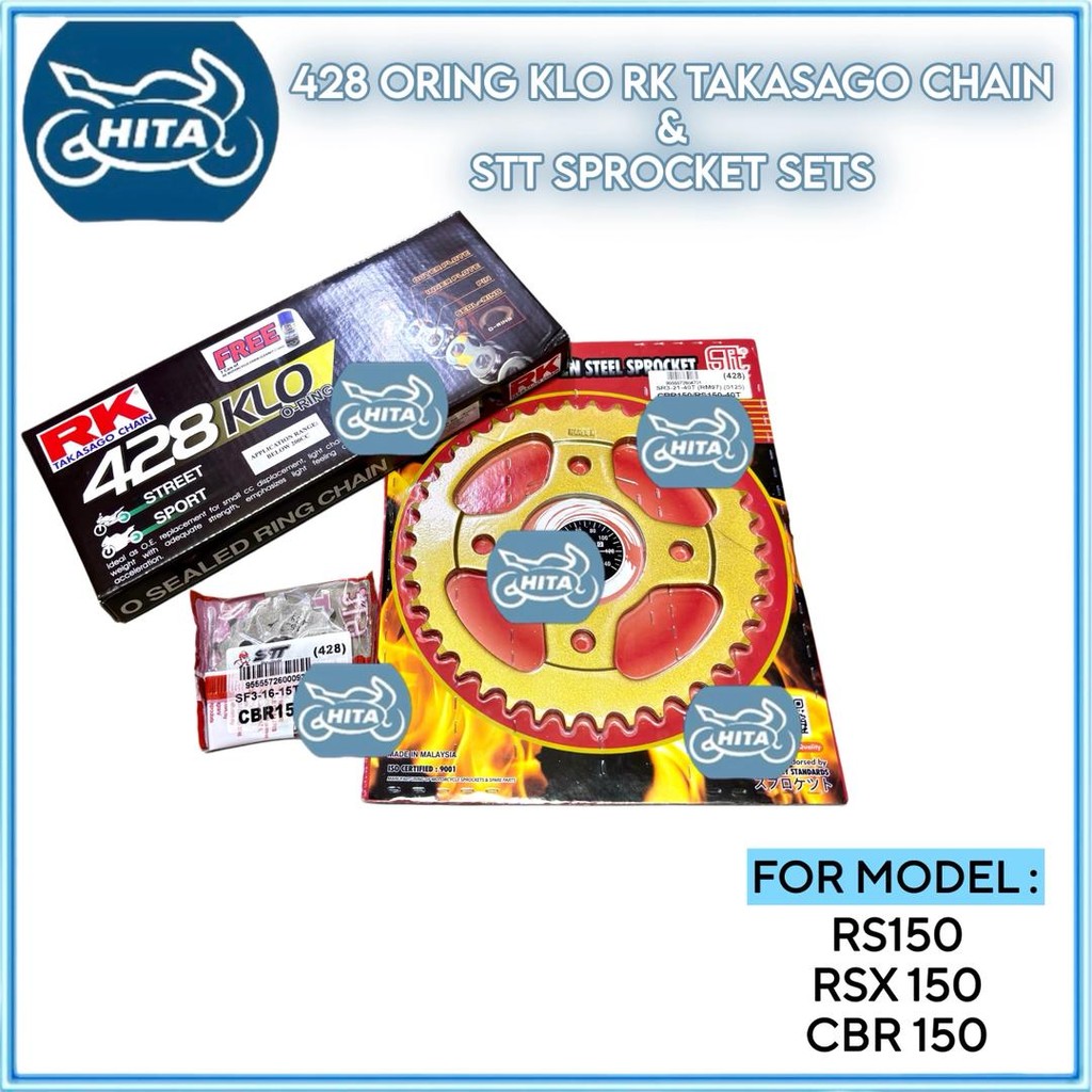 RK ORING 428 RS150 V1 V2 RSX150 ชุดหมุนหูหรือ RK GOLD CHAIN HARDEN STEEL