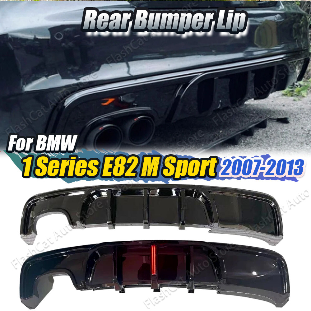 E82 \Car กันชนด้านหลัง LED สปอยเลอร์ลิปกลอสพลาสติก ABS สีดําพร้อมแถบไฟแบบบูรณาการสําหรับ BMW 1 Serie