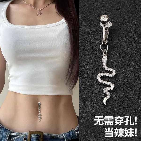 ♚Punch-free Snake Navel Nail No Piercing Spice Girls Ins Fire No Punch Navel Clip Decorative Sexy Ni