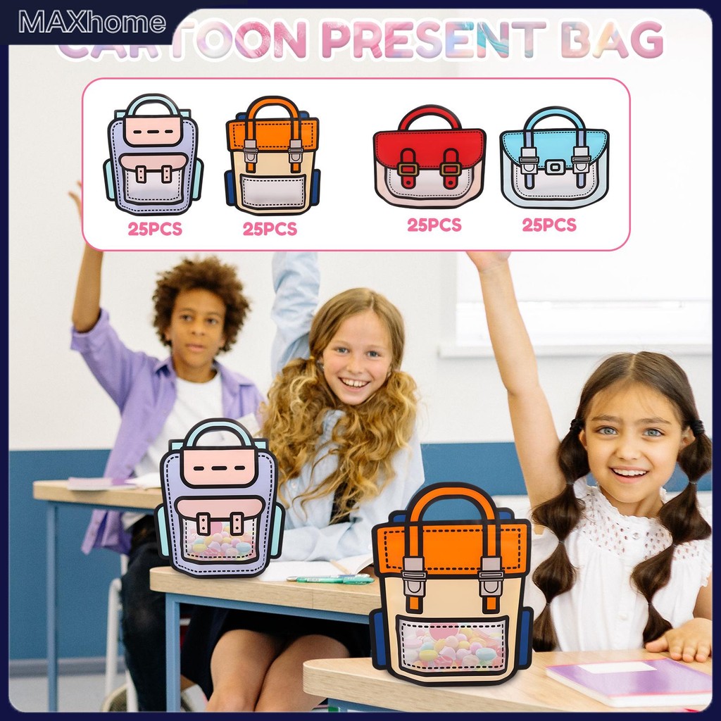 50ชิ้นการ์ตูนพรรคโปรดปรานกระเป๋านํามาใช้ใหม่น่ารักกระเป๋าเป้สะพายหลังรูปร่างรักษาถุงขนมสําหรับปัจจุบ