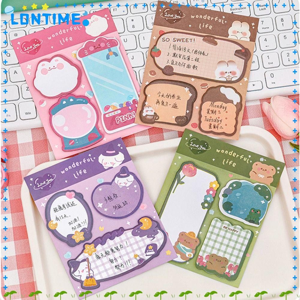 LONTIME 60 ชิ้น/แผ่นติดตัวเองแผ่น, 3 รูปแบบ Alien Sticky Notes, ตกแต่ง Memo Post Stickies