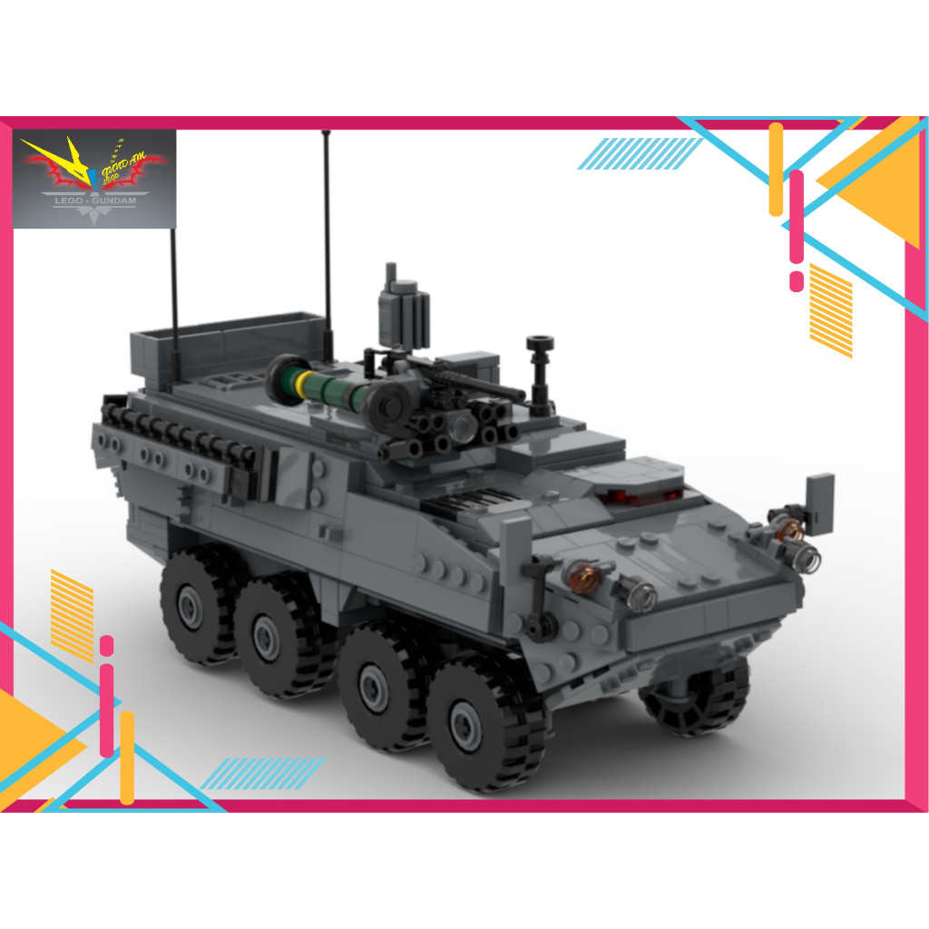 Moc Army M1126 Stryker ประกอบของเล่นเวอร์ชันสีเทา