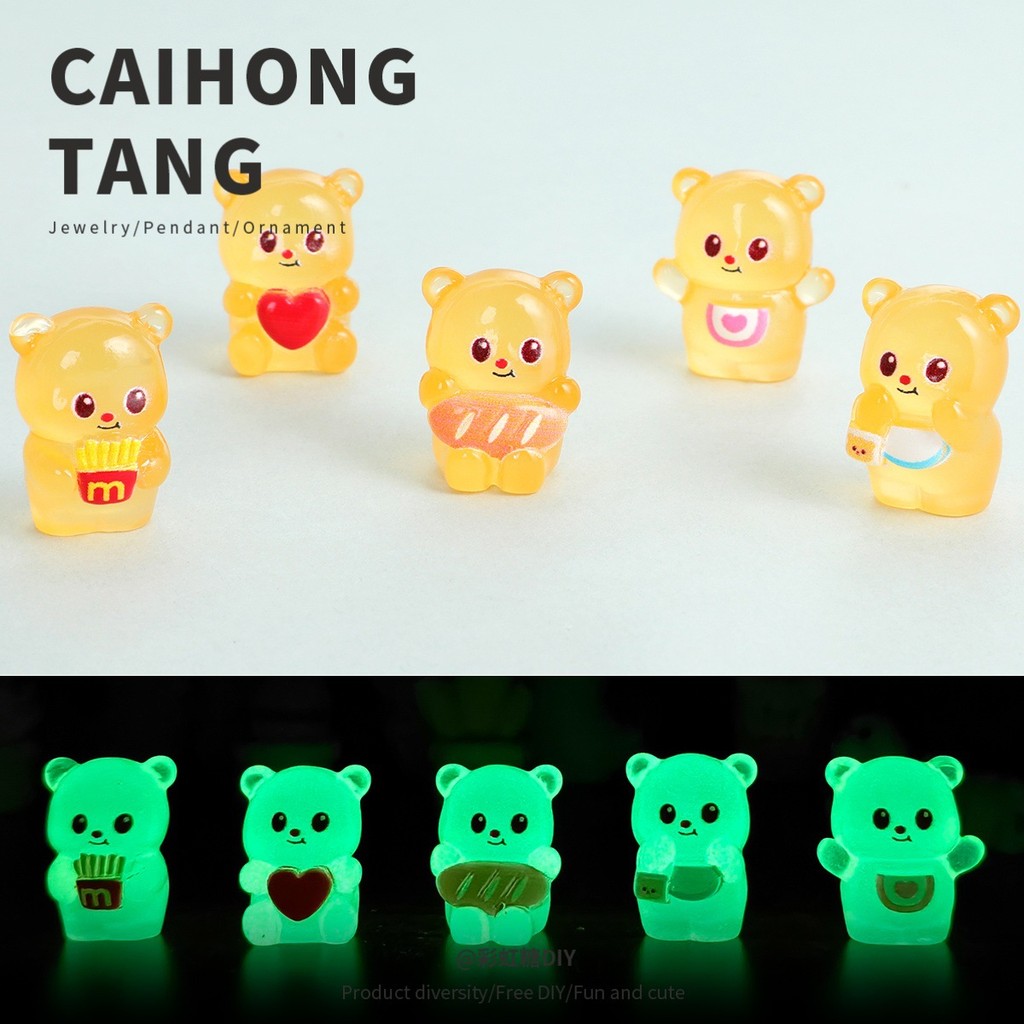 10ชิ้นหมีเนยเรืองแสงพร้อมเครื่องรางเรซินอาหารสําหรับ ทําเอง (1-179)