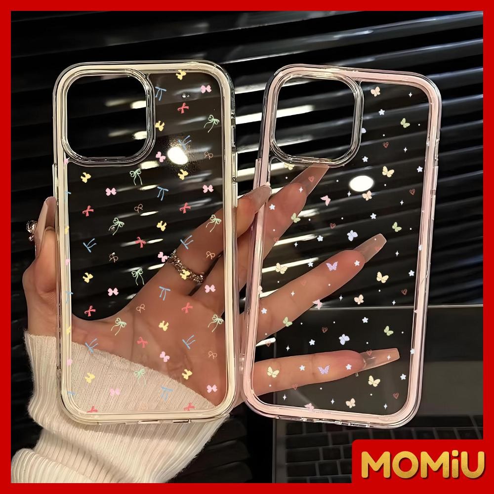 MOMiU - นิ่ม 2in1 สีแคนดี้ เข้ากันได้สำหรับ เคสไอโฟน11 เคส iphone 16 Pro Max 7Plus XR 12 13 14 15 ผีเสื้อแสนสวย