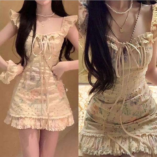 Red Berryชุดเดรสปาร์ตี้หวานๆ สไตล์ Pure Desire เดรสแขนตุ๊กตาลูกไม้หวานๆ99110