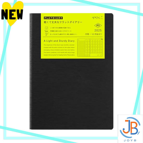 Direct From Japan Midori Flat Diary Notebook 2025 A5 Monthly White 22326006 (Starts Oct 2024)