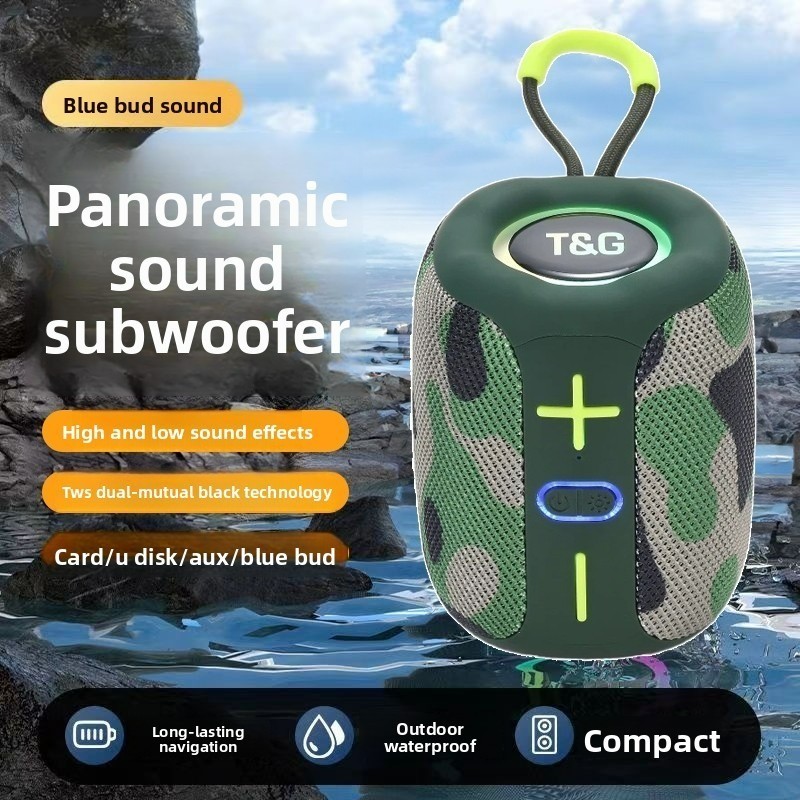 TG658 ลําโพงกลางแจ้งแบบพกพาซับวูฟเฟอร์ไร้สาย TWS กันน้ําเบสคอลัมน์สนับสนุน AUX TF ลําโพง Soundbar วิ