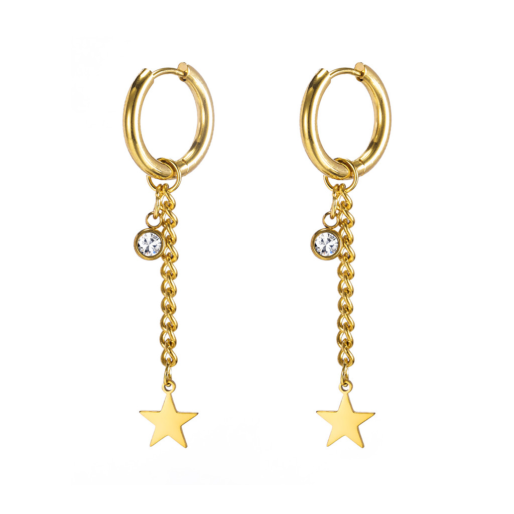 สกายริม สำหรับผู้หญิง ดีไซน์มินิมอล มาพร้อมต่างหูจี้เพชร ทำจากไทเทเนียมเหล็ก พอดีเป็นของขวัญ