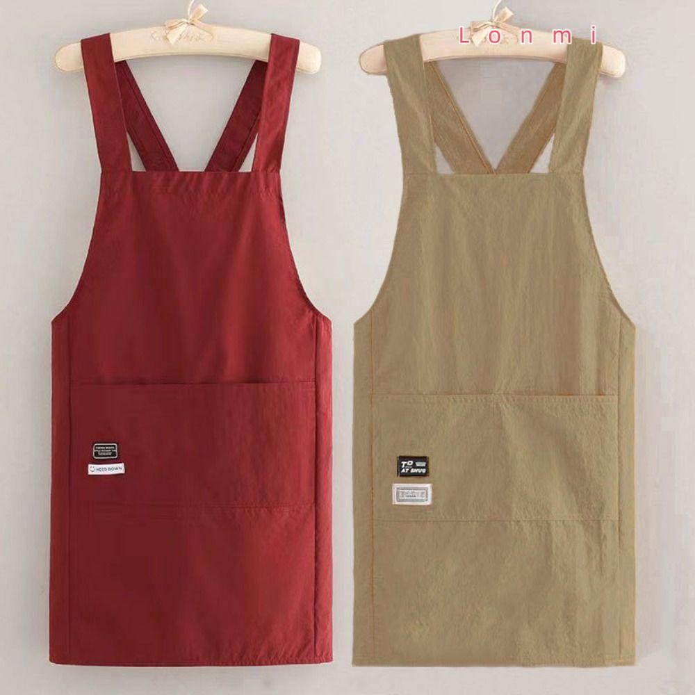 LONMI Kitchen Smock, ผ้ากันเปื้อนสไตล์สายไขว้แขนกุด, ป้องกันการเปรอะเปื้อนกันน้ํา Catering Watter เสื้อผ้าทํางาน