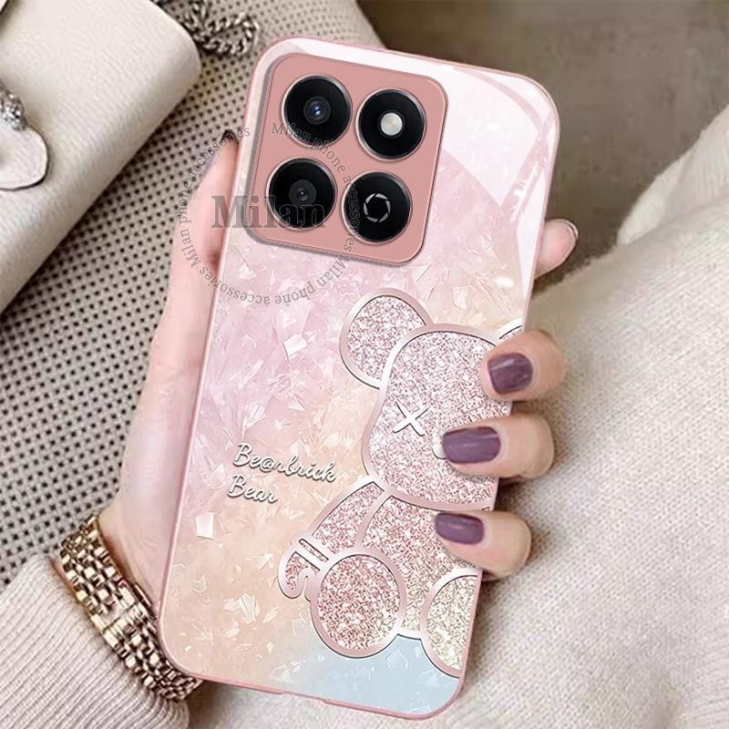 เคส Honor 200 Smart เคส Honor X7C เคสกระจกเหลวลายหมีเพชรกันกระแทกสำหรับโทรศัพท์มือถือ