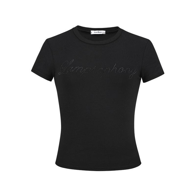 เสื้อยืดแขนสั้นทรงตรงลายตัวอักษรสีเหลืองสำหรับผู้หญิงในช่วงฤดูร้อนใหม่สไตล์สาวฮอตสไตล์ย้อนยุคอเมริกัน - รูปที่ 5