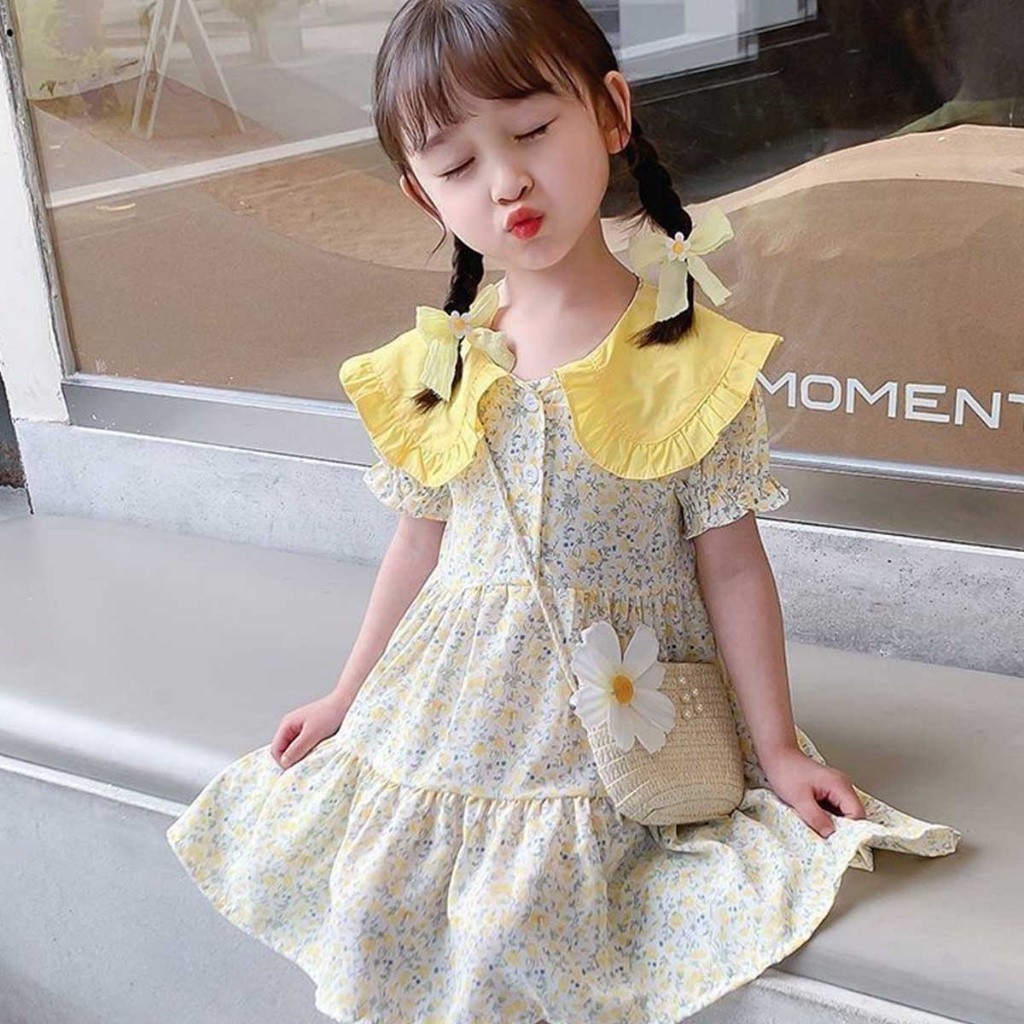 พร้อมส่ง ชุดเดรสเด็กผู้หญิงลายดอก กระโปรง ชุดเด็กผู้หญิง
