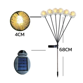 COD✨ไฟโซล่าเซลล์ 6/8/10 LED ไฟตกแต่งสวน รูปร่างดอกแดนดิไลอัน Solar Garden Lights สําหรับตกแต่งสวน และสนามหญ้ากลางแจ้ง