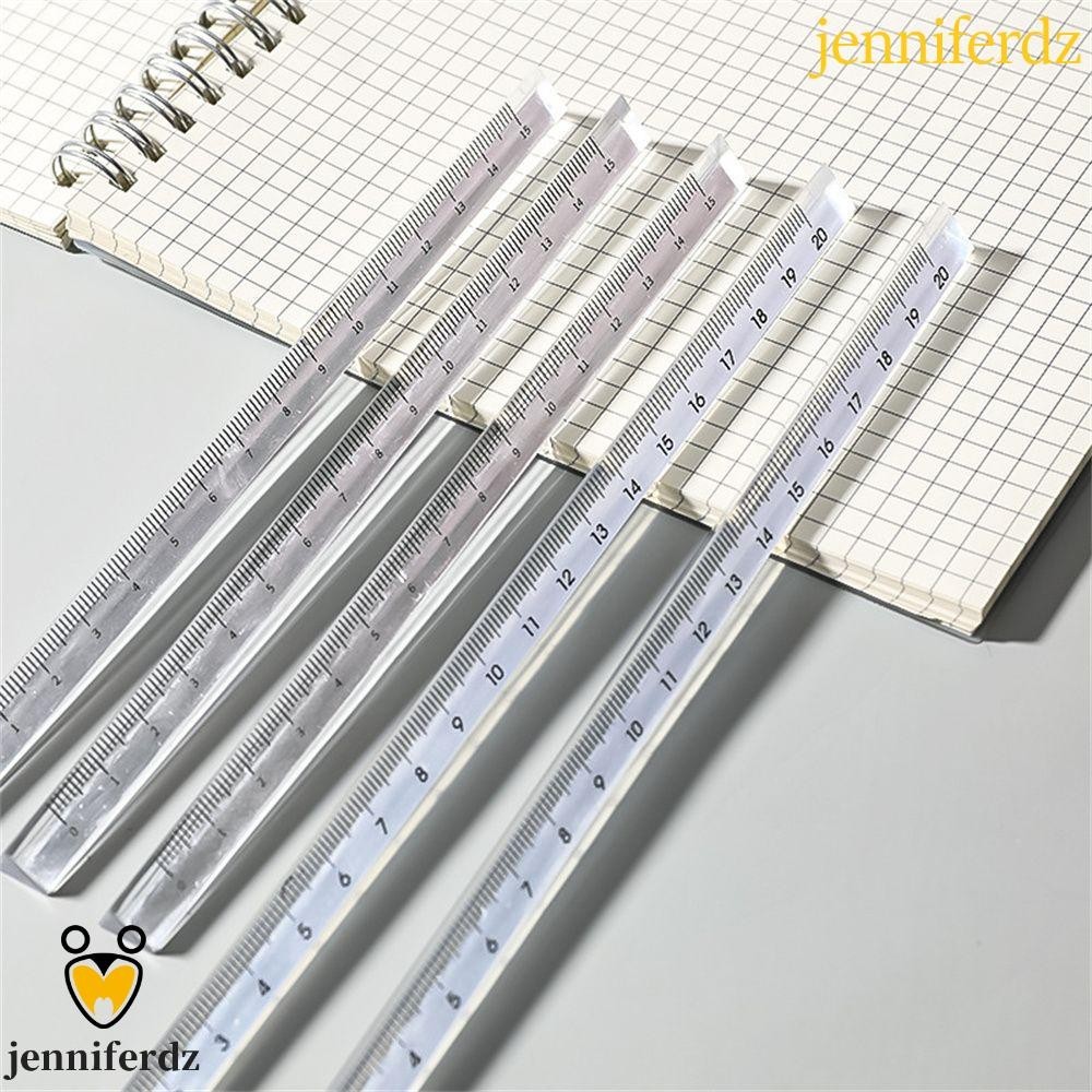 Jenniferdz ไม้บรรทัดอะคริลิคใส แบบตรง สเกล 15 20 ซม. เครื่องเขียนนักเรียน สองด้าน