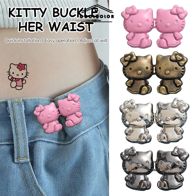 ในไทย กระดุมตะขอปรับเอวhellokittyไม่มีรอยต่อติดตั้งง่ายถอดออกได้กางเกงยีนส์แน่นสําหรับเย็บกางเกง อุปกรณ์เสื้อผ้า DIY