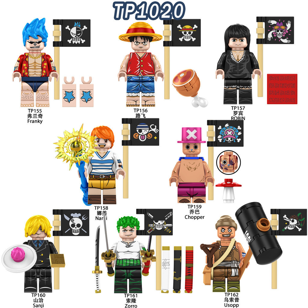 Chopper Building Luffy Blocks One Piece ตัวเลข Franky ของเล่น Minifigures Zorro TP1020